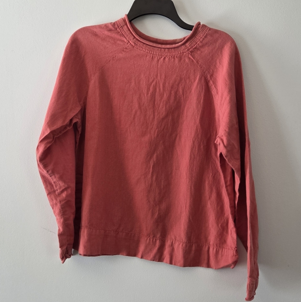 Edie Lee Pink Linen Long Sleeve Shirt Size M
